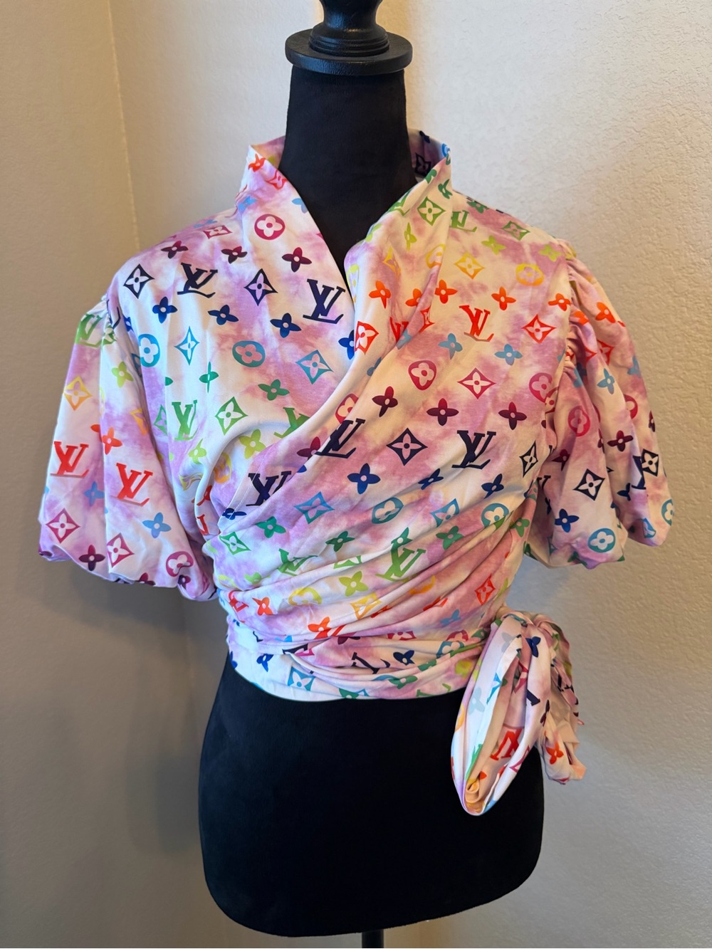 Multi-Color Logo Print Wrap Top - Women MEDIUM LV